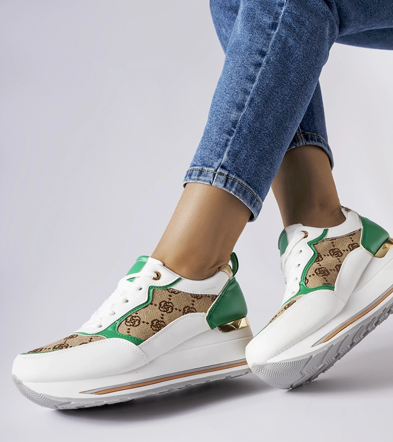 Bielo-zelené tenisky Rouxi na podpätkoch