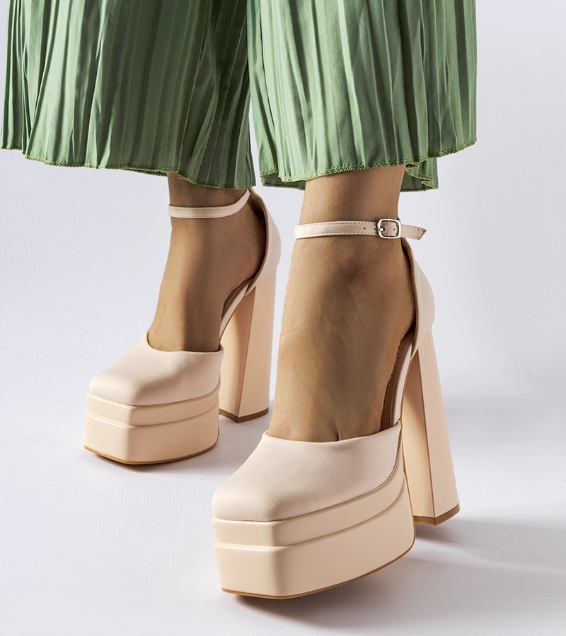 Béžové lodičky na vysokom podpätku 6823 BEIGE