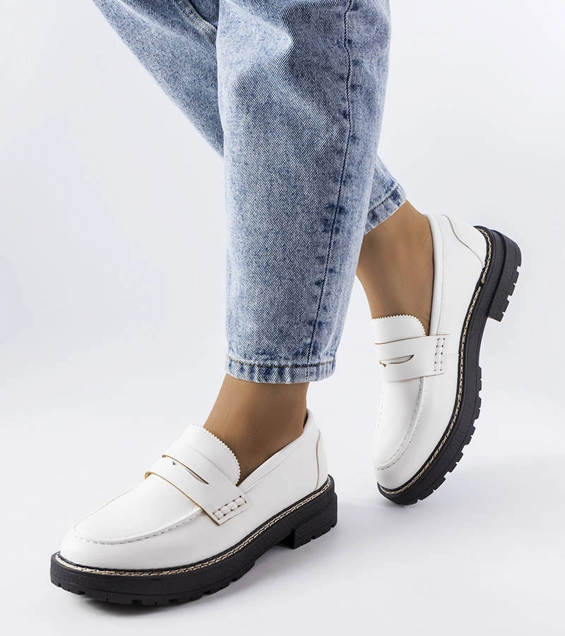 Biele poltopánky s koženou stielkou Biddie