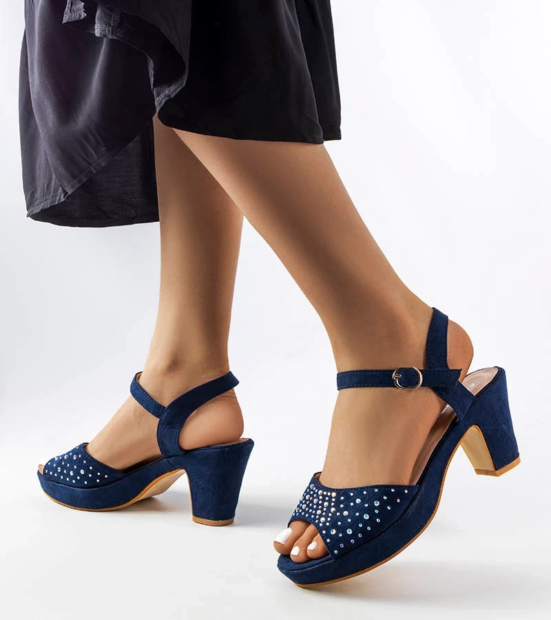 Námornícky modré sandále Beltane na podpätku