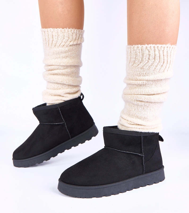 Čierne zateplené snehule s kožušinkou Roelle