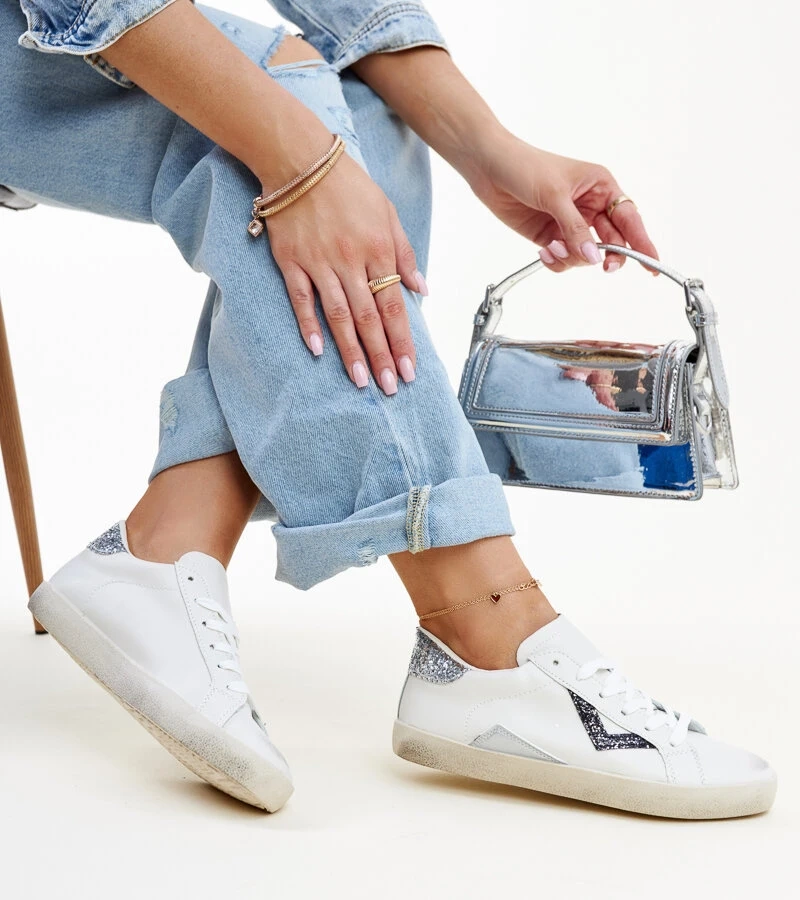 Biela tenisky s efektom "opotrebenia" Gombola