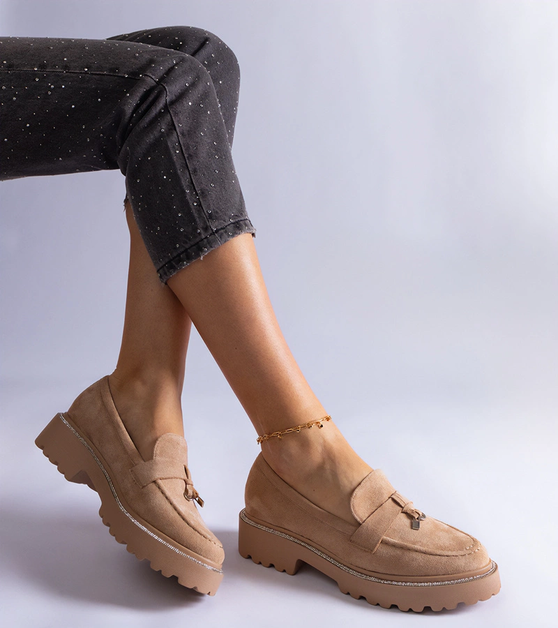 Béžové mokasíny z ekokože semišovej Henley