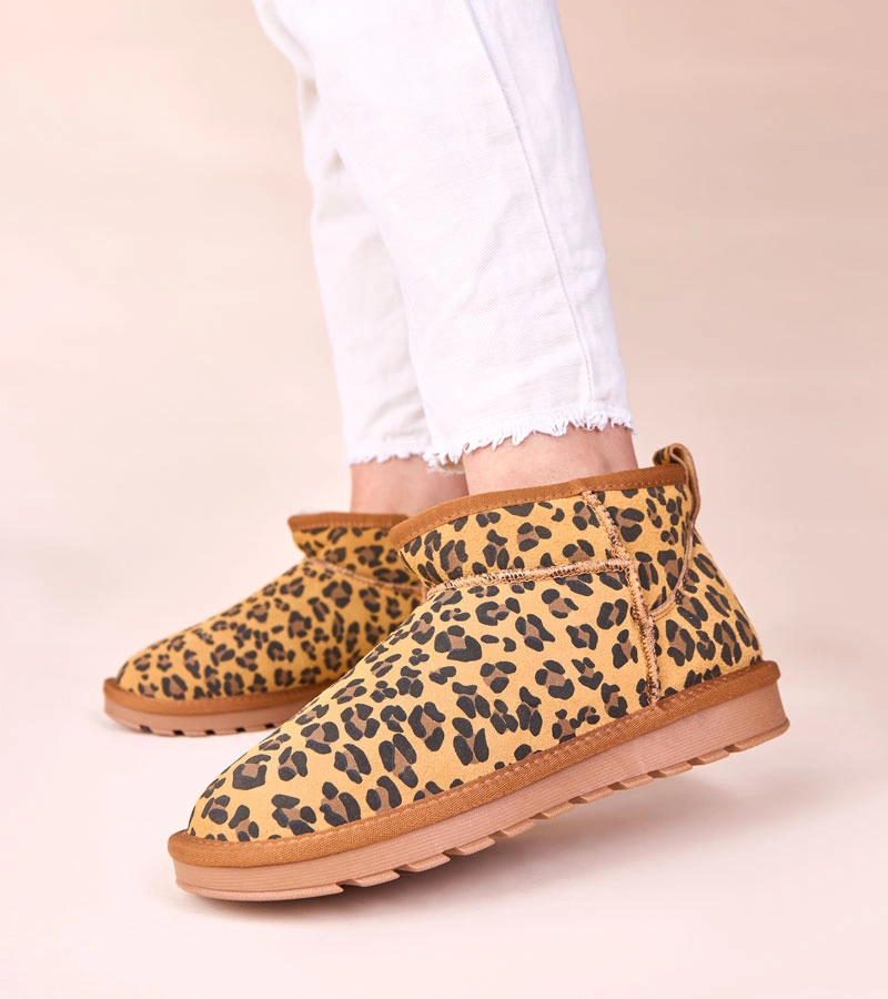 Panterkové snehule prírodný semiš zateplené kožušinou Matilda