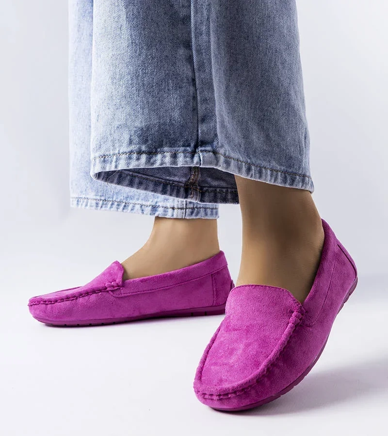 Fialové mokasíny s koženou stielkou Souplet