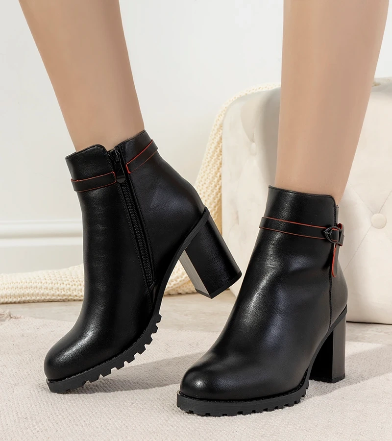 Čierne botki zateplené podpätky Murray