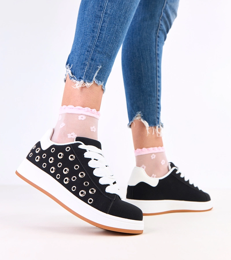 Čierne tenisky na platforme s nitmi Adelis