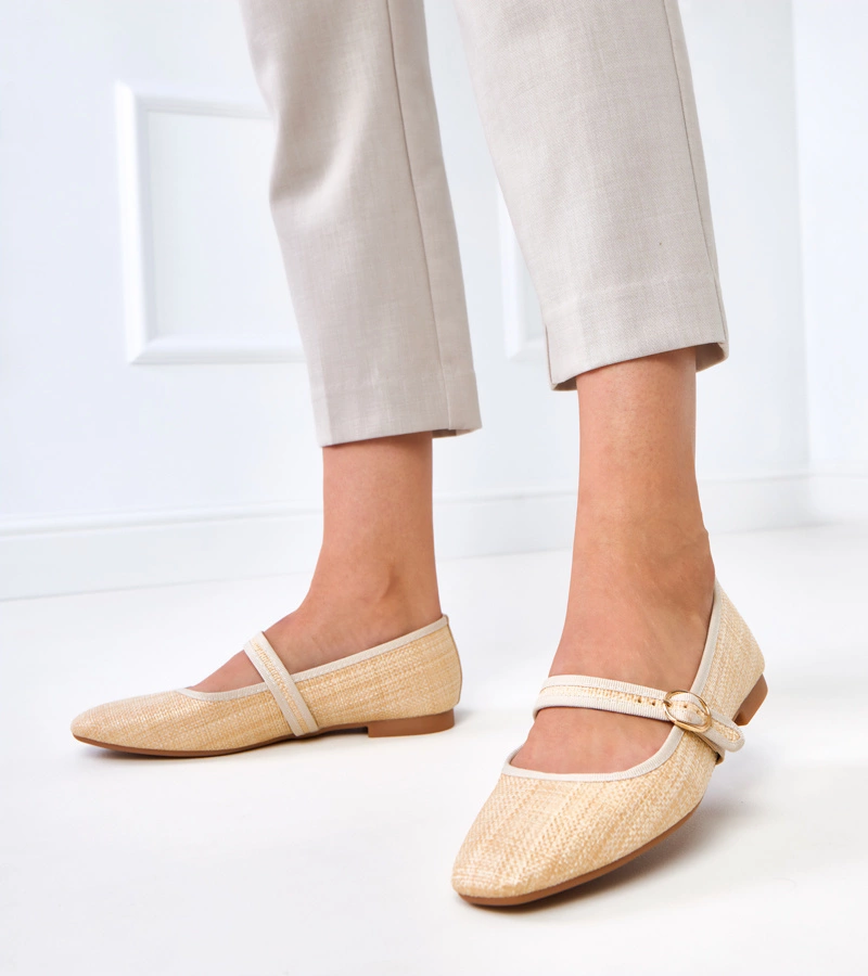 Béžové pletené baleríny s prackou Nonana