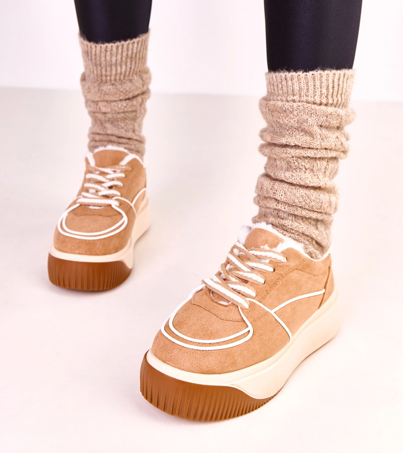 Hnedé zateplené tenisky na platforme Vargas