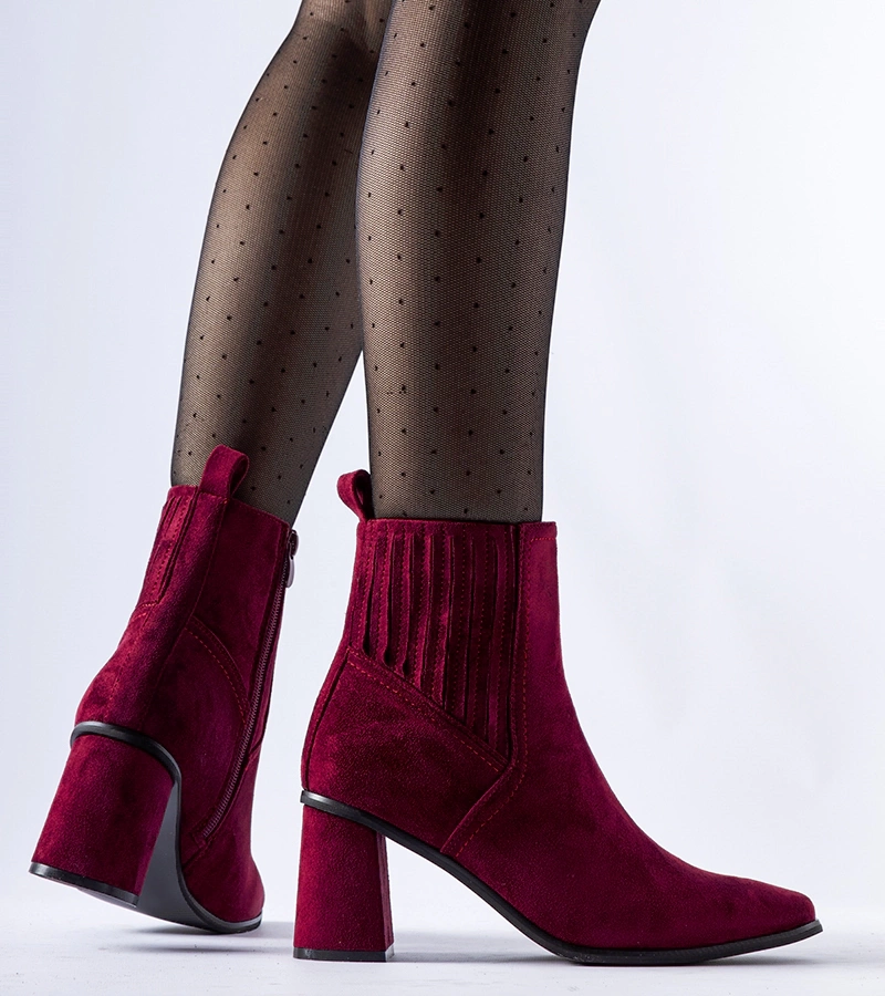 Burgundské členkové čižmy s štvorcovým špičatým nosom Pastina