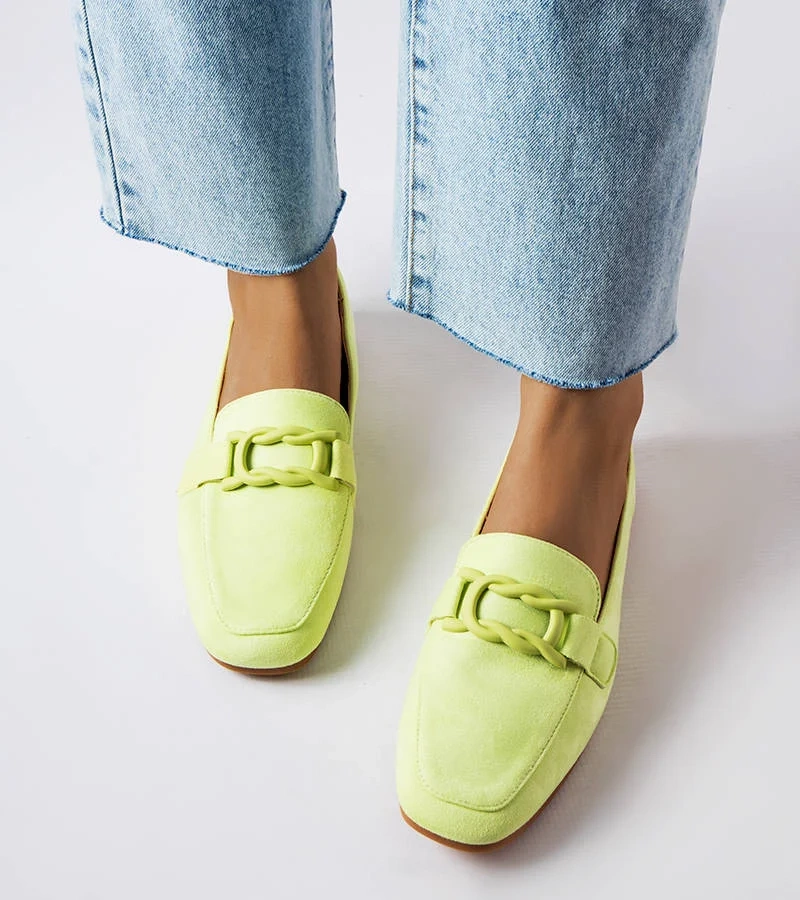 Zelené mokasíny s prackou Alighiero