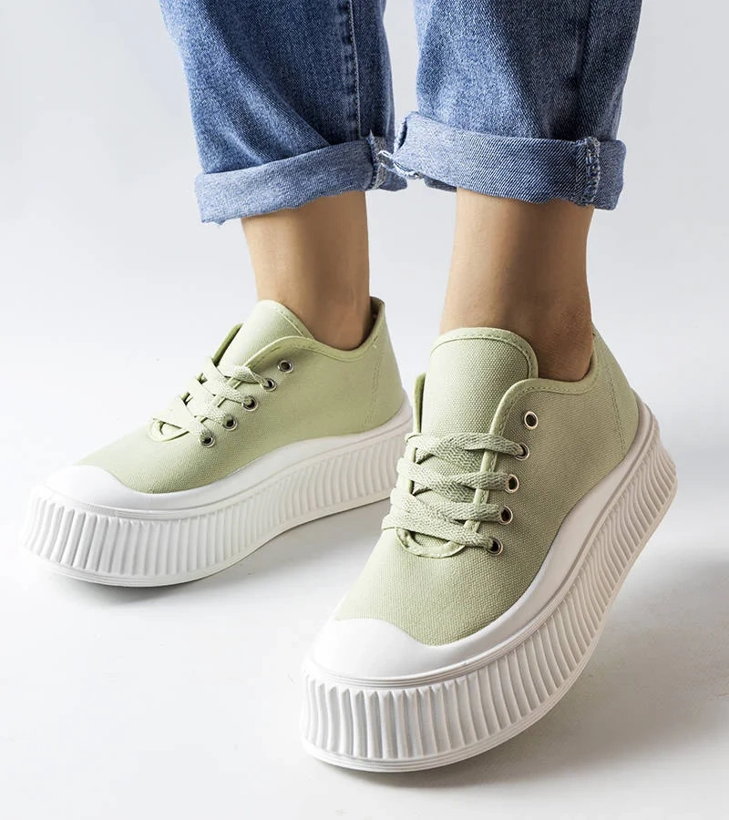 Zelené tenisky Wallace s hrubou podrážkou