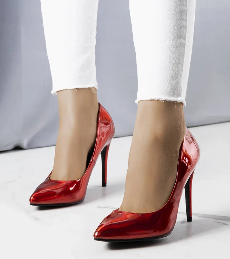 Červené lakované ihličkové topánky Zayd