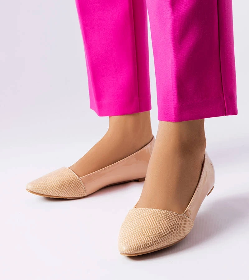 Béžové elegantné baleríny Riel