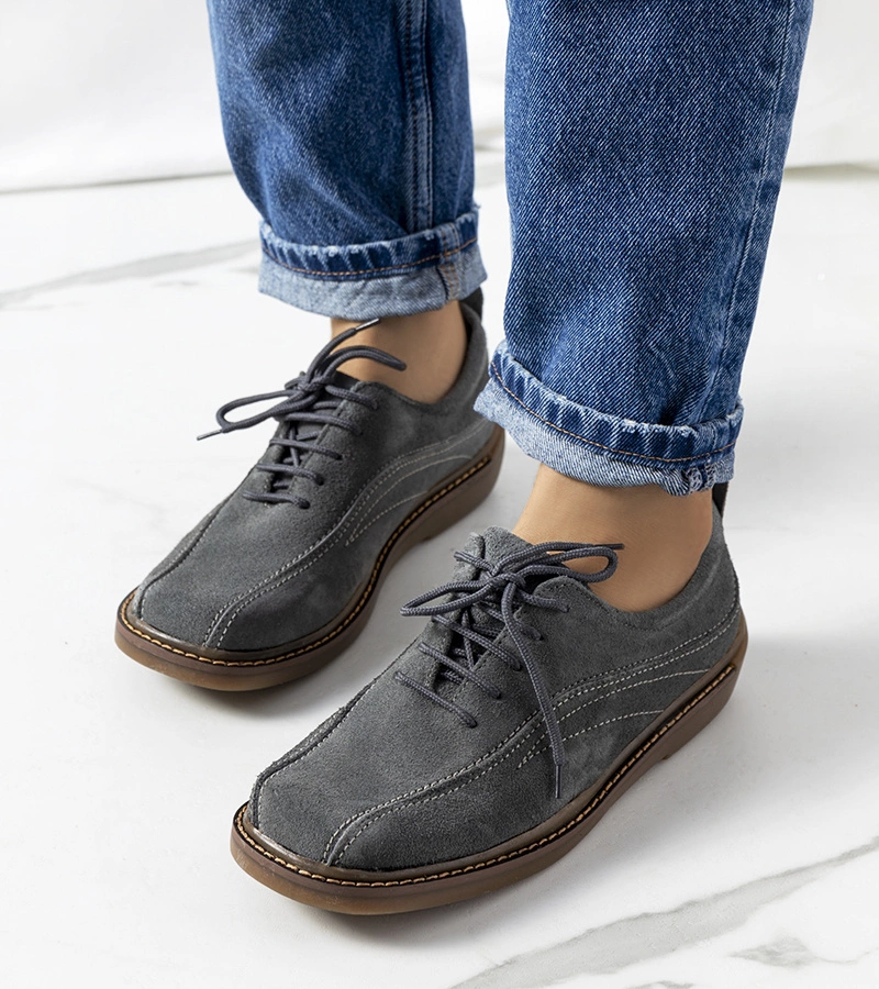 Sivé kožené dámske poltopánky Morten