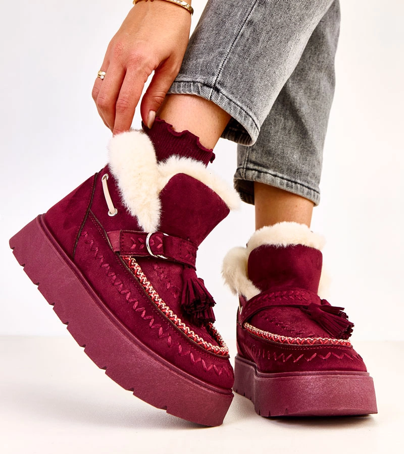 Bordové snehule na platforme s strapcami Maurisa