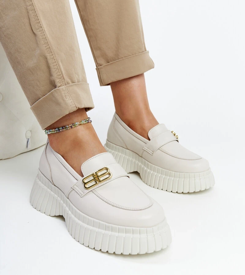 Svetlohnedé kožené poltopánky Karino