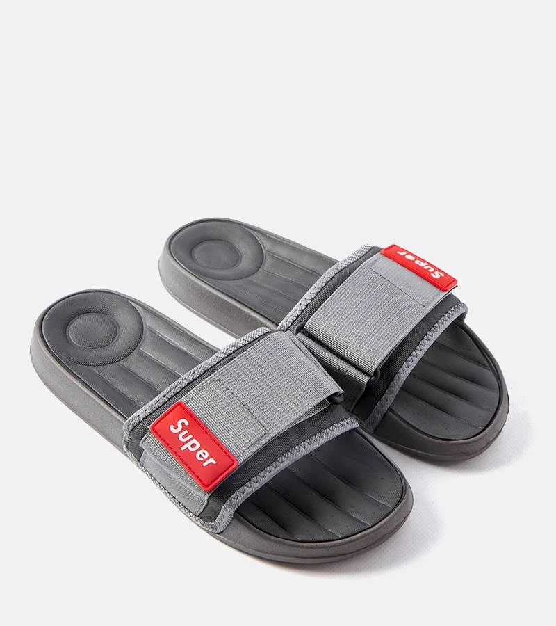 Šedé pánske nastaviteľné žabky na suchý zips Alley