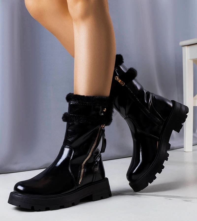 Čierne zateplené topánky Lensil