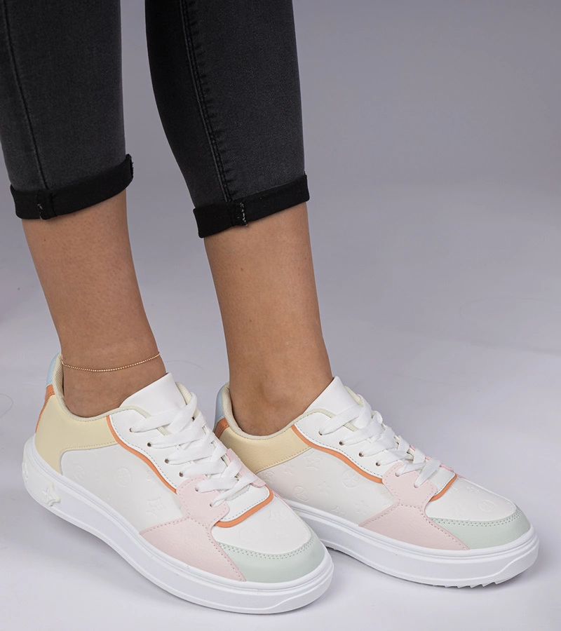 Bielo-žlté športové tenisky z ekokože Lavilia