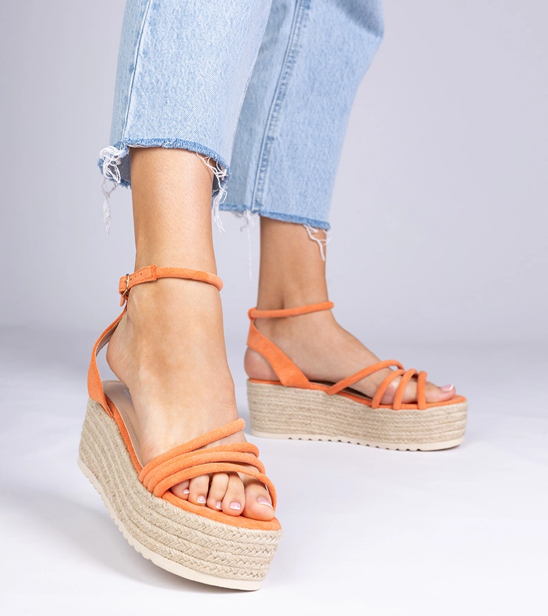 Oranžové sandále espadrilky na platforme Panola