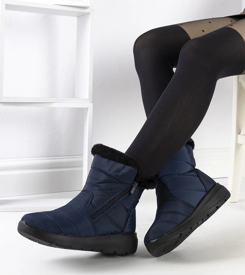 Blibrey námornícka modrá prešívaná snehová obuv