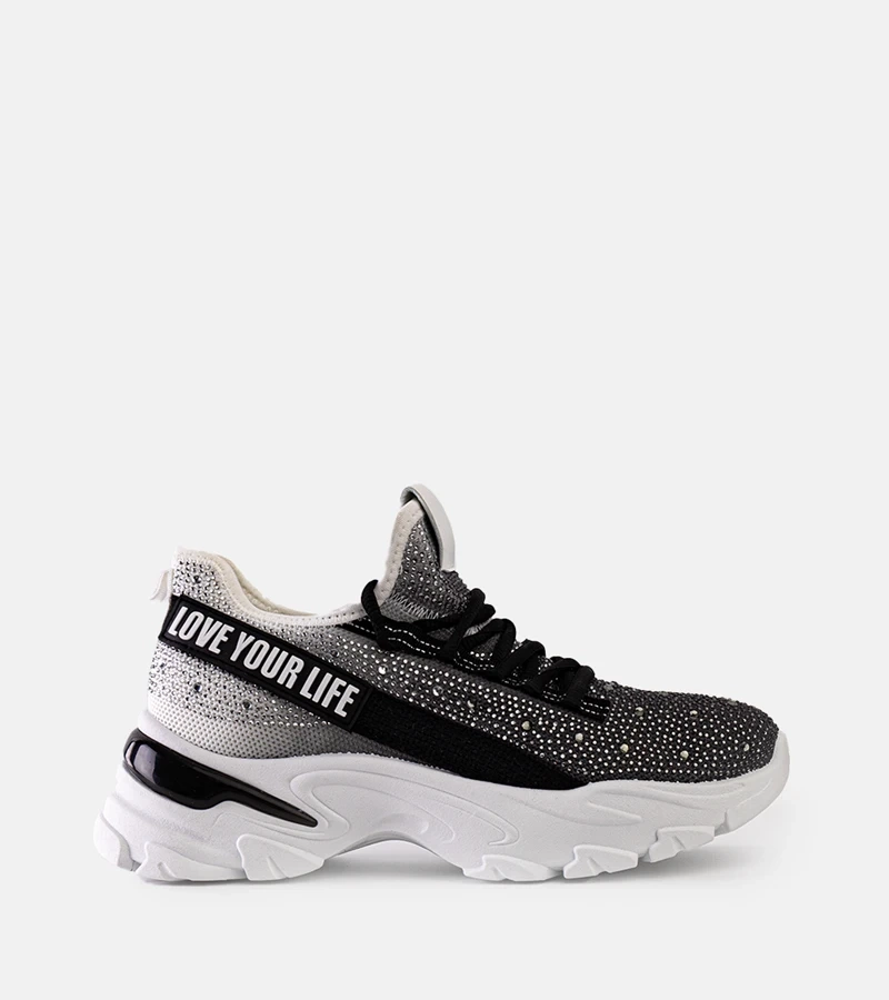 Biela-šedá lesklé masívne tenisky Senai