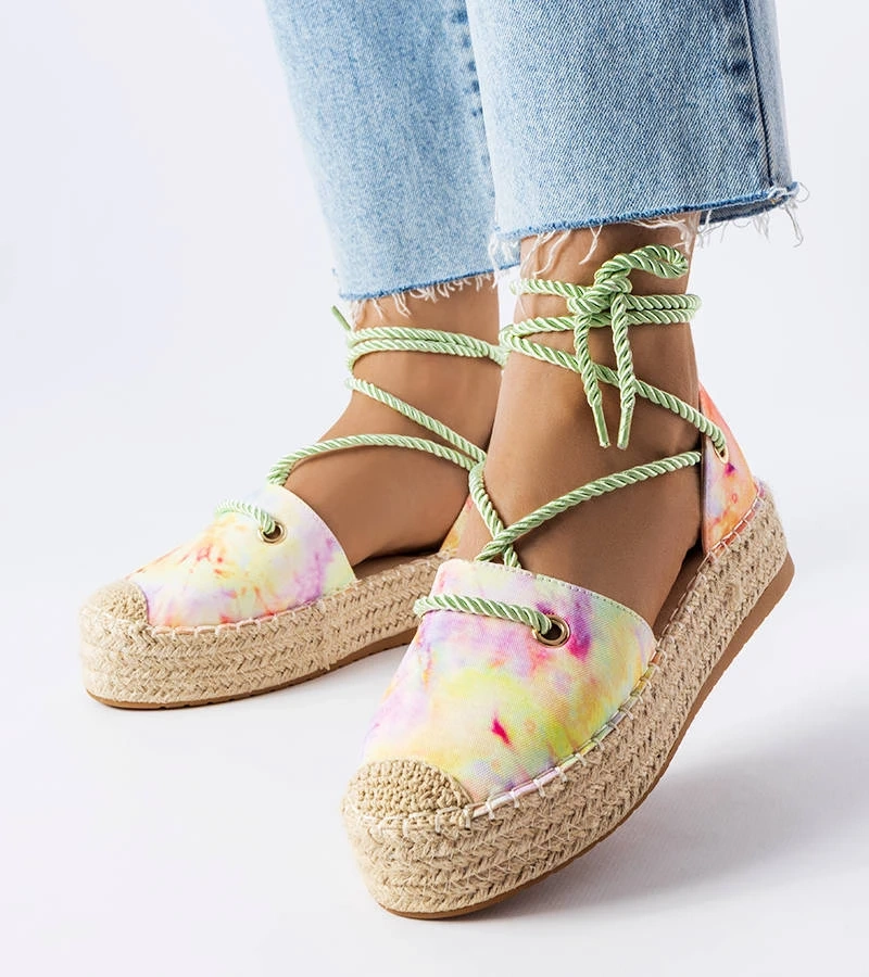 Zelené viazané espadrilky na platforme od značky Duffet