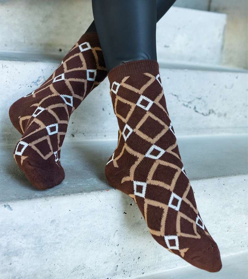 Čierno-biele teplé ponožky Sella