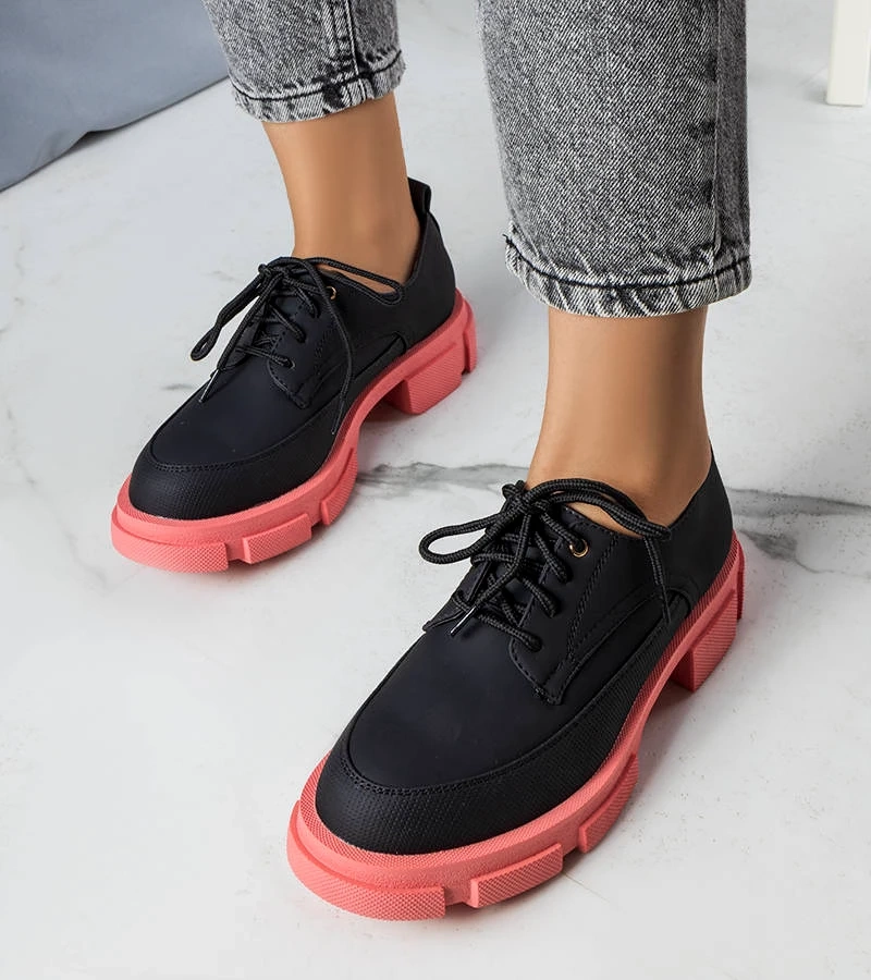 Červené poltopánky na pevnej podrážke Kay