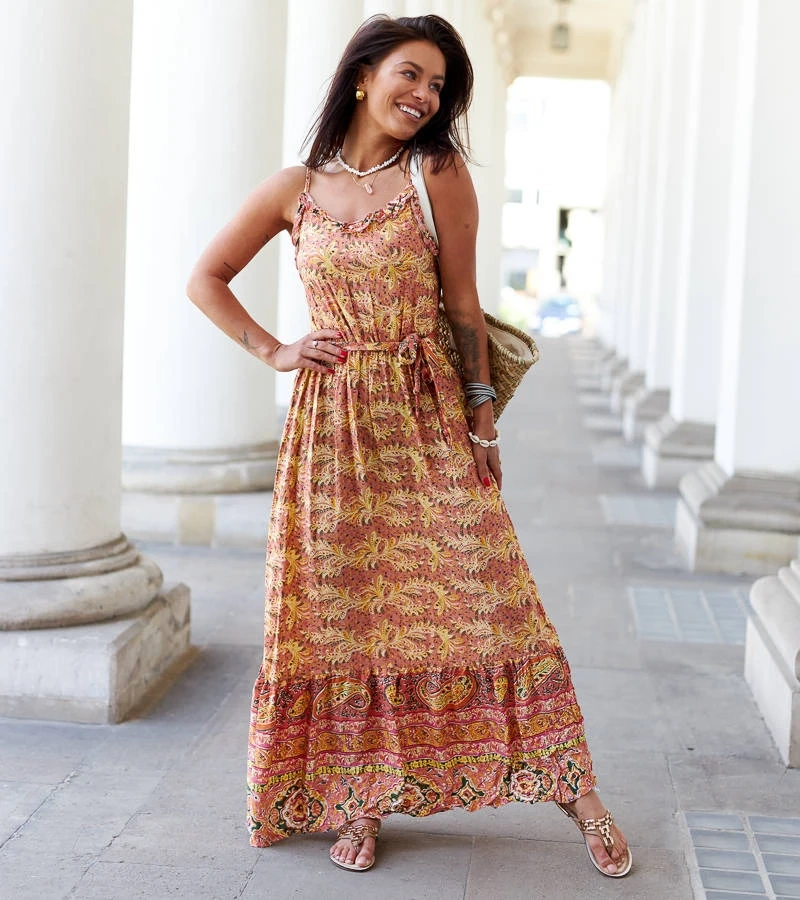 Vzorované maxi šaty Libera