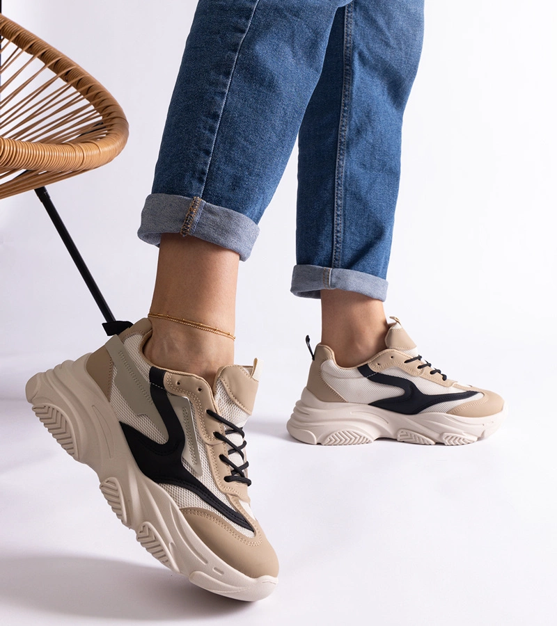 Béžovo-čierne dámske tenisky Milenka