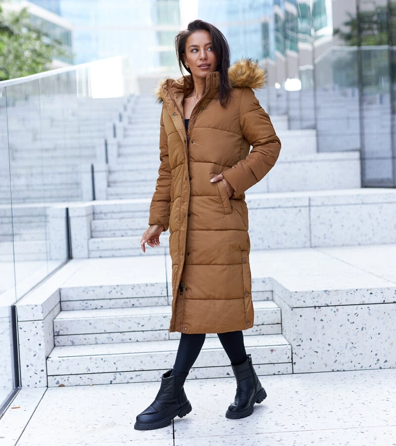 Fortunato hnedý prešívaný zateplený kabát