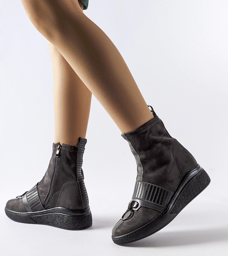 Sivé ponožkové členkové topánky na platforme Colonnata