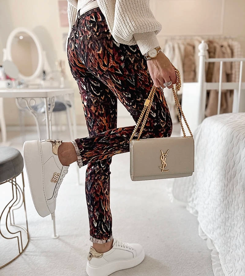 Hnedé vzorované nohavice Claude