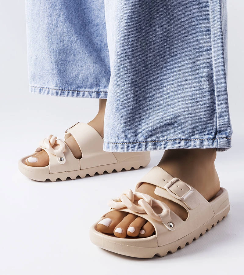 Béžové gumené žabky Étoile