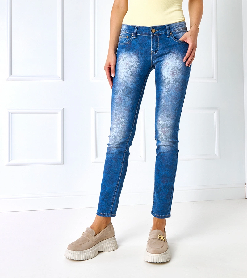 Dámske viacfarebné vzorované nohavice Doria RE-268 BLUE