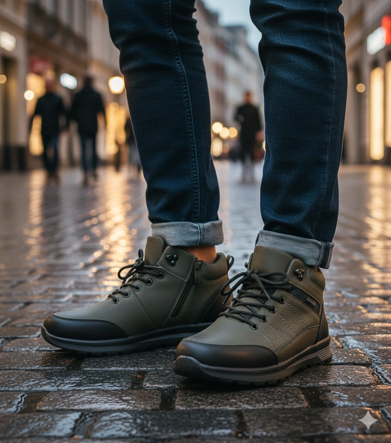 Zelené pánske šnurovacie topánky zateplené kožušinou Mack