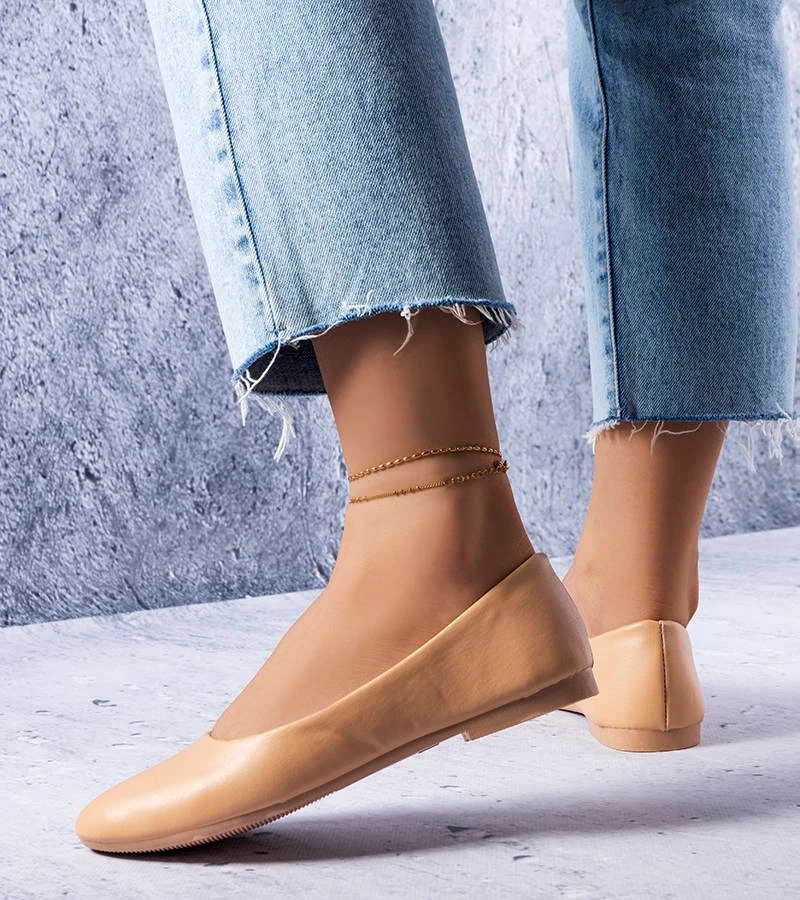 Béžové balerínky s koženou stielkou Truchon