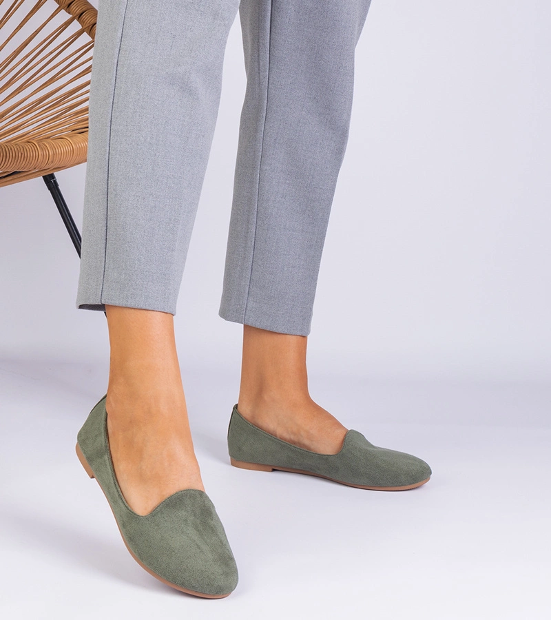 Zelené klasické baleríny z eko-semišu Valensia