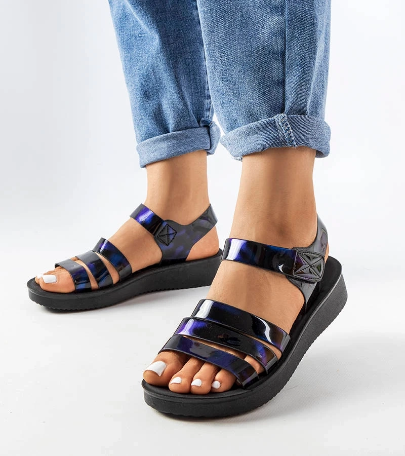 Navy blue Covillon sandále na platforme