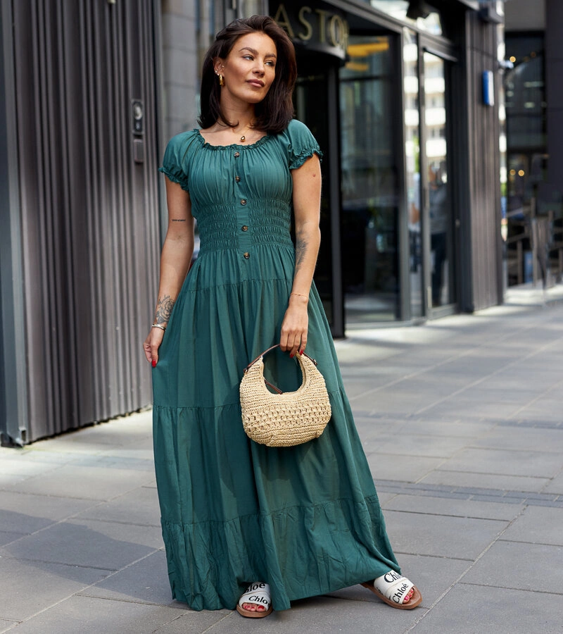 Zelené šaty s gámaním od Betsi