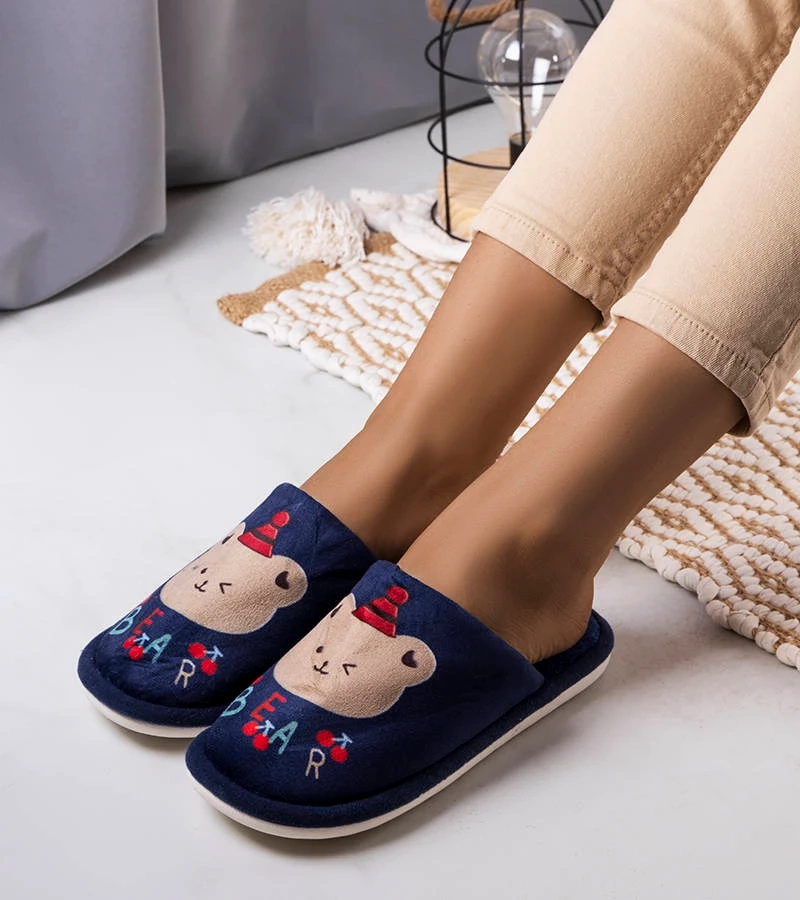 Mäkké papuče Bear v námorníckej modrej farbe
