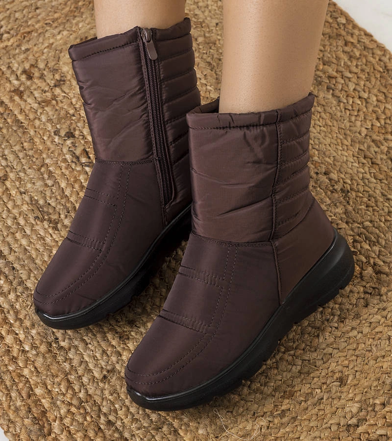 Hnedé prešívané snehové topánky Alani