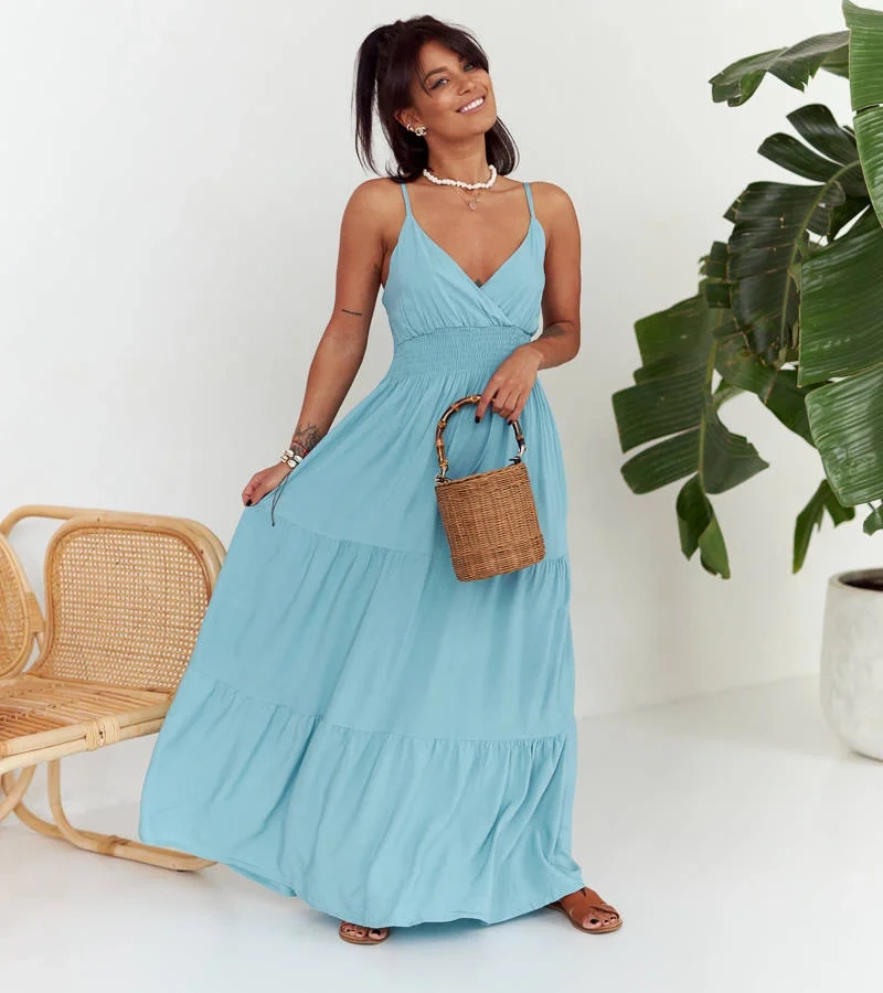 Modré maxi šaty v boho štýle od Trill