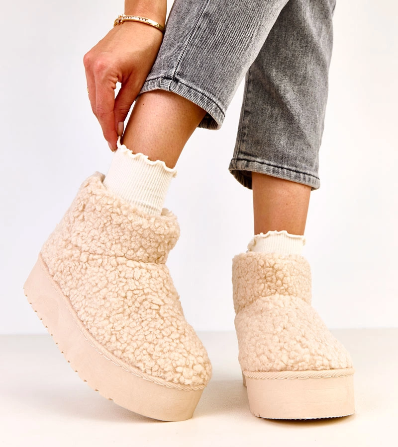 Béžové snehule s barančinovou kožušinou Lasso