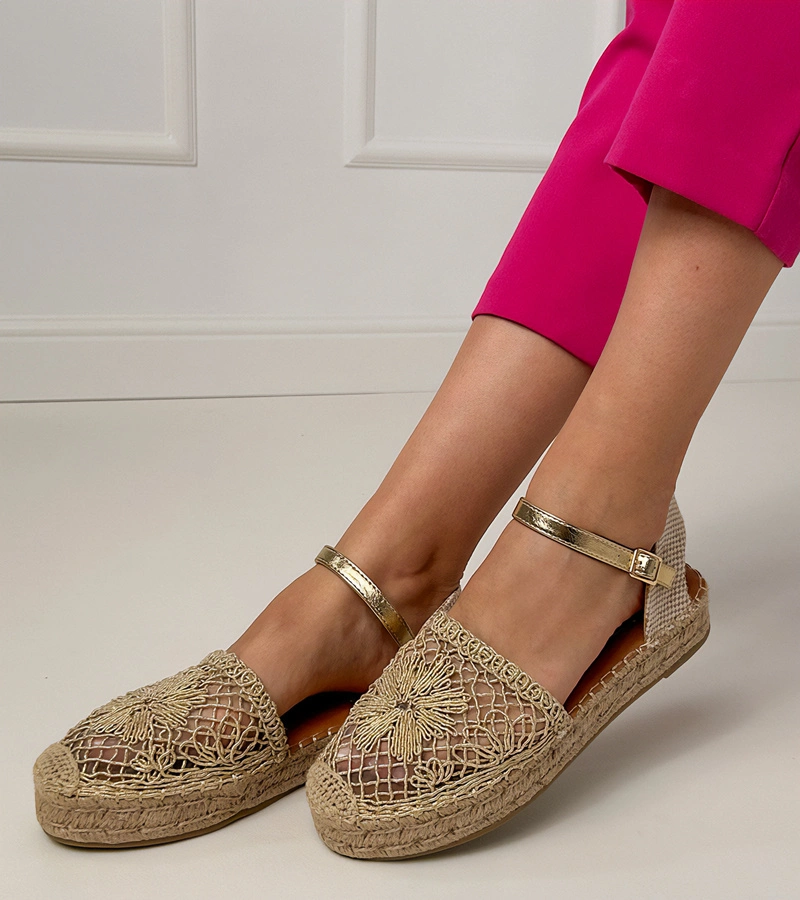 Zlaté sandále espadrilky ažúrové Santos