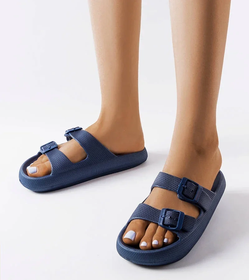 Tmavomodré gumené žabky Padova s prackami