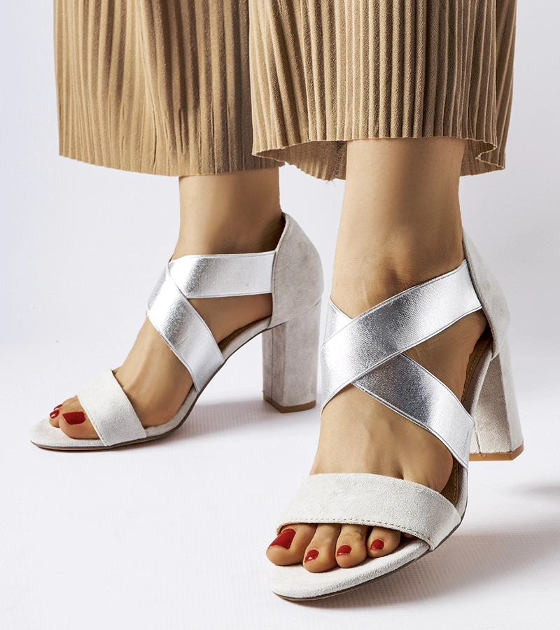 Šedé sandále Gravago na podpätku