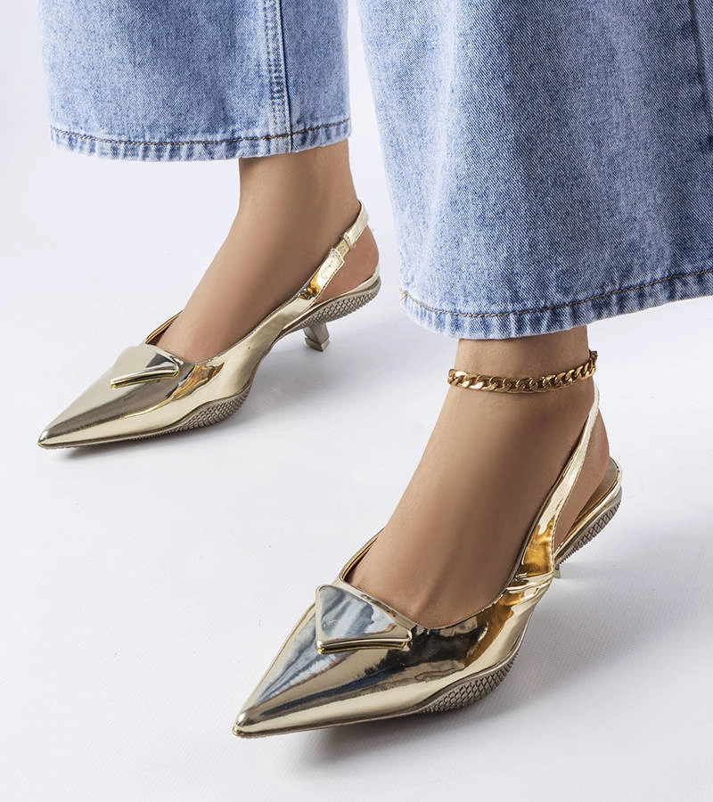 Zlaté sandále Gougeon na nízkom podpätku